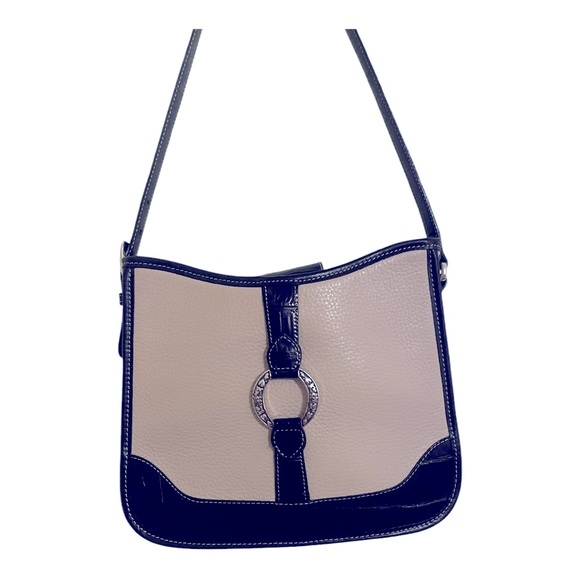 Brighton Vintage Pebbled Leather & Croc Print Shoulder Bag - Picture 3 of 9